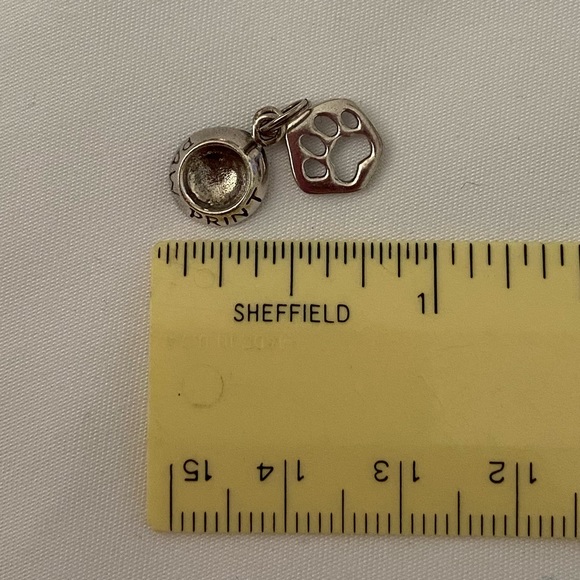 Sterling Silver Double PawPrint/ Dog Dish Charm - Picture 2 of 4